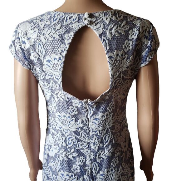 PHOEBE COUTURE Lace Dress Cutout Back Sheath Dress SIZE 6 - Picture 4 of 13